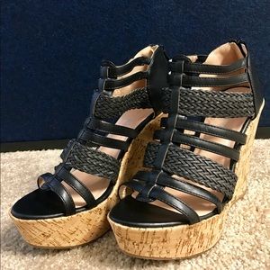 Black Strappy Wedges Size 8